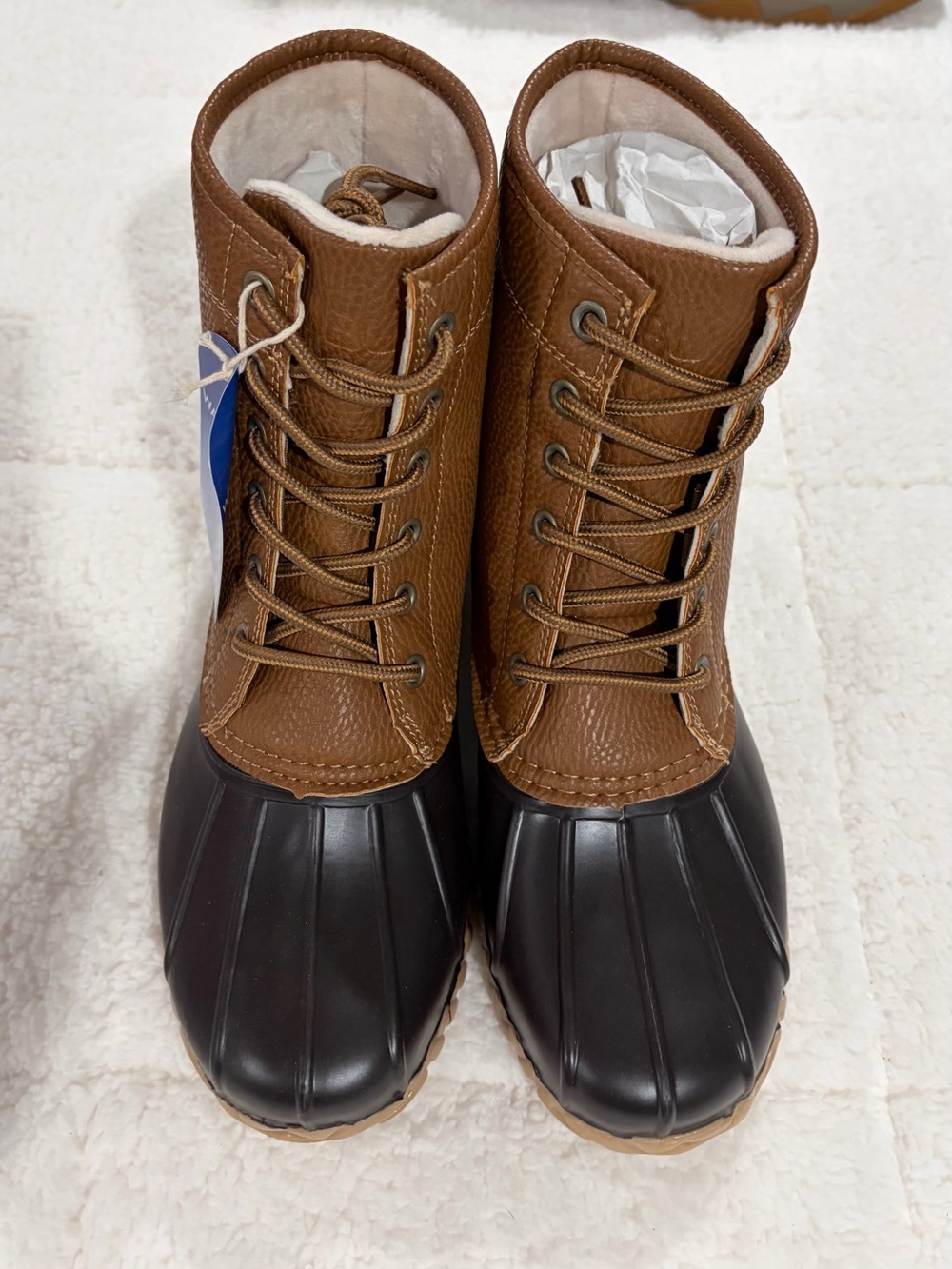 JBU Brown and Black Men's Waterproof Lace-Up Duck Boots